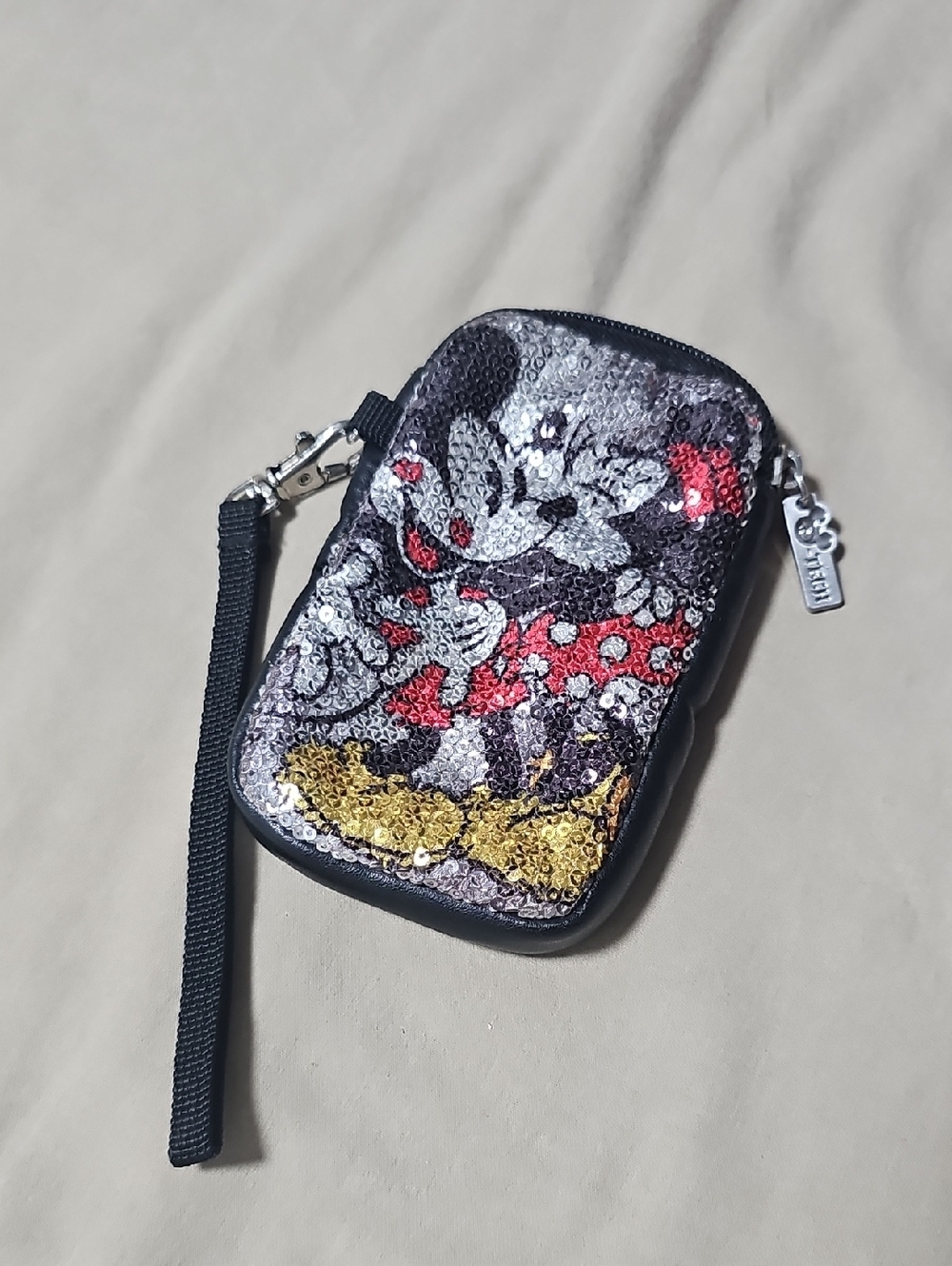 Sequin Mickey & Minnie Mouse Wristlet Pouch - Black, Red, Gold